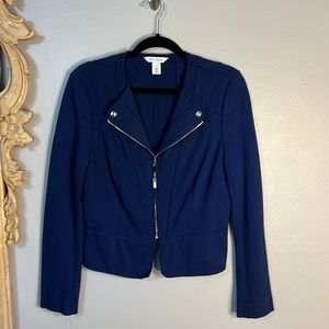 White house black market jacket. Dark navy blue. Zip front.